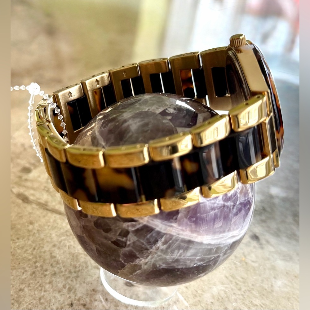 Silpada "Timeless Tortoise” Resin Stainless Steel Gold Watch KRT0061 NWT - Picture 6 of 8